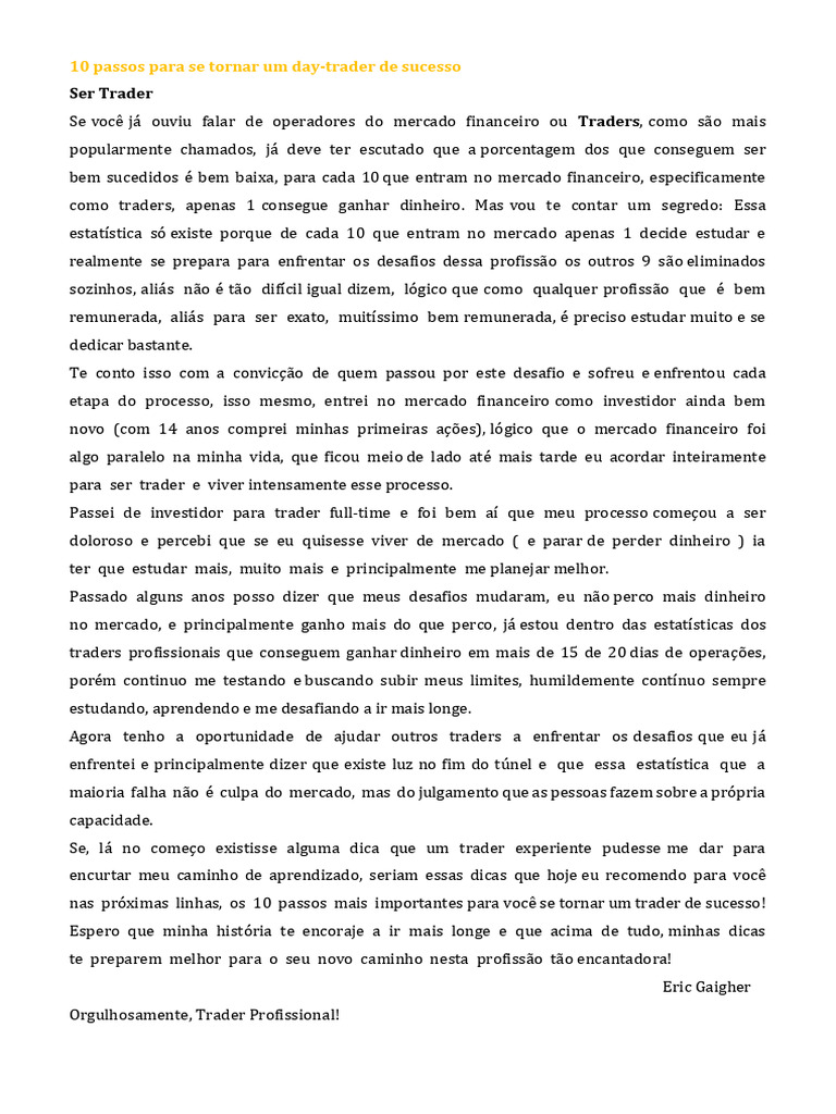 10 Passos para Ser um Day-Trader | PDF | Dinheiro | Mercado (economia)