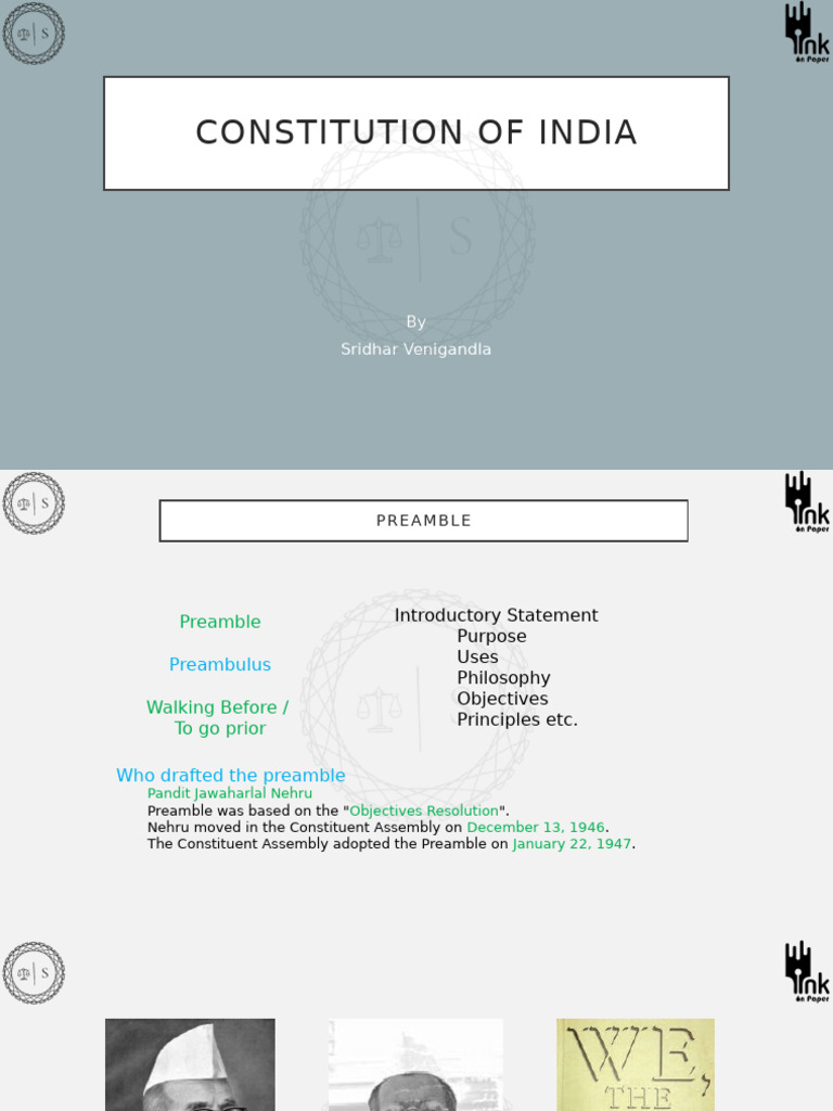 Constitution of India Preamble | PDF | Statutory Law | Political Science