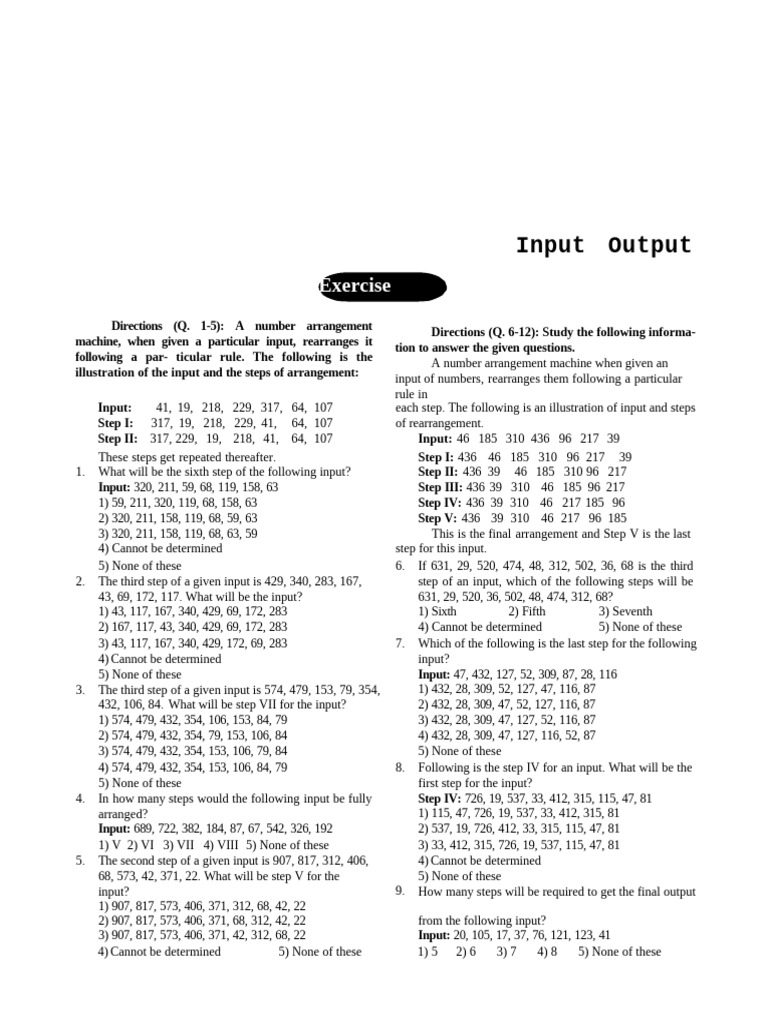 200 Input Output Different Type Questions PDF | PDF