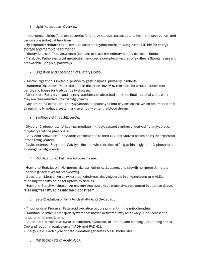 Chapter 8 Lipid Metabolism | PDF | Biosynthesis | Lipid