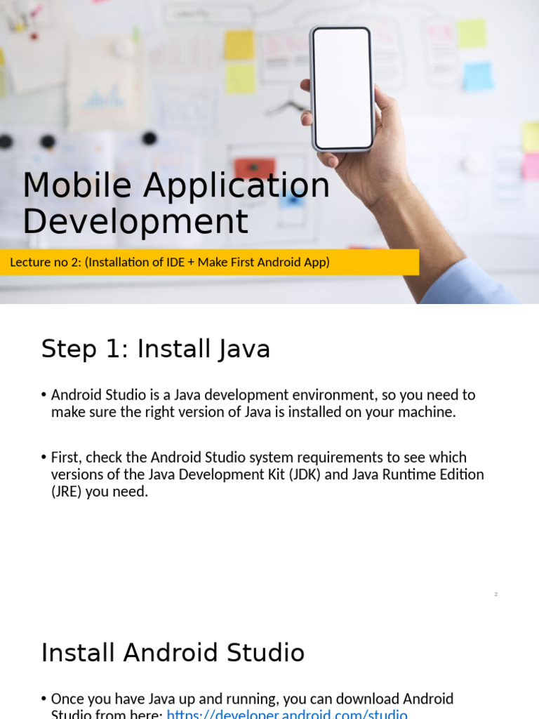 Android Studio Setup and First App Guide | PDF | Java (Programming ...