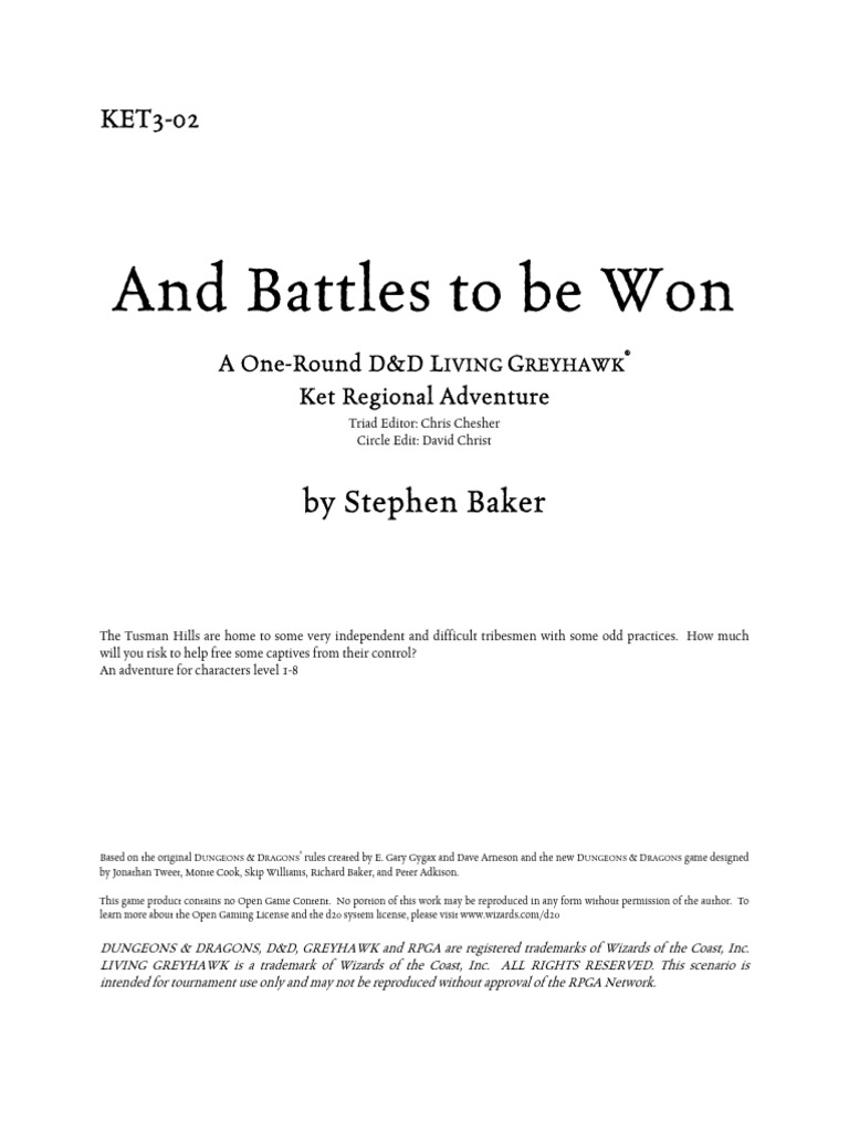 Ket3 02 and battles to be won 3e pdf dungeons dragons gary