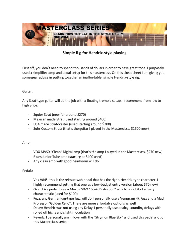Affordable Hendrix-Style Rig Guide | PDF
