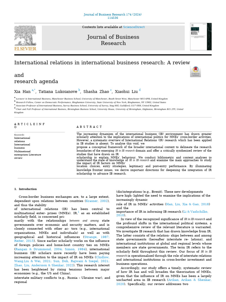International Relations in Business Research | PDF | Political Science