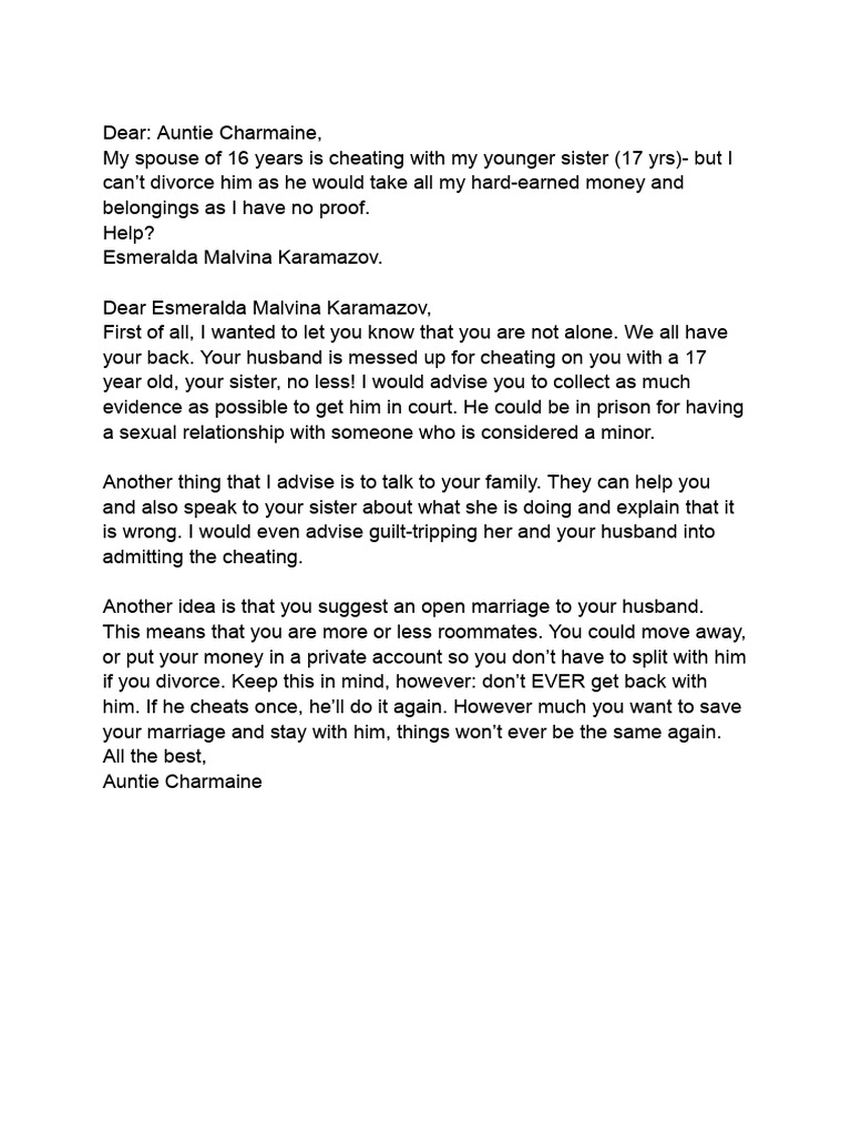 Agony Aunt Letter Template Example | PDF