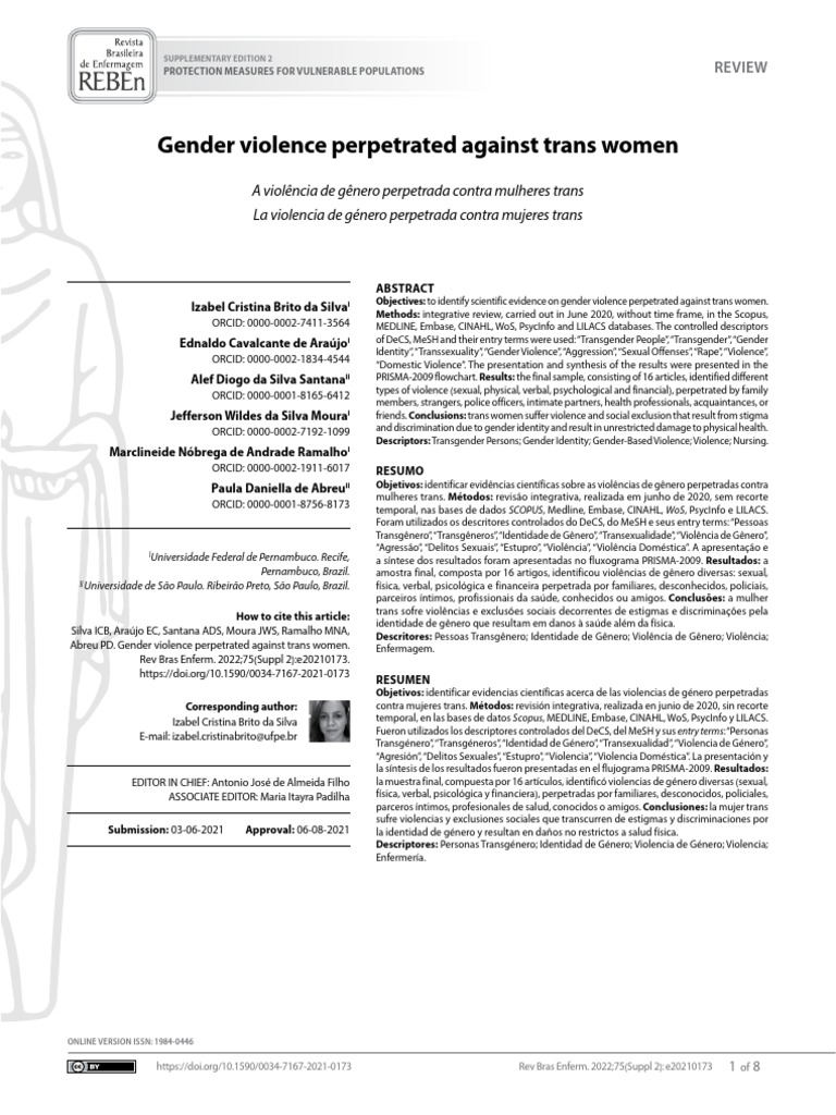 Gender Violence Perpetrated Against Trans Women | PDF | Transgender ...
