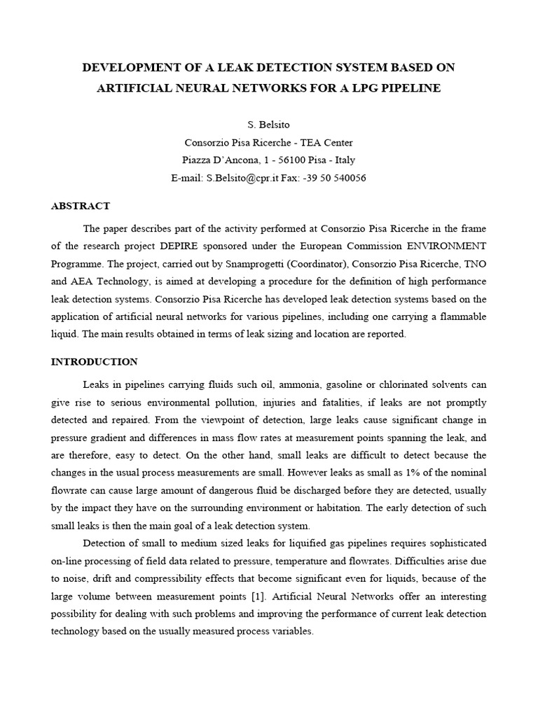 S. Belsito - Development of A Leak Detection System Based On Artificial ...