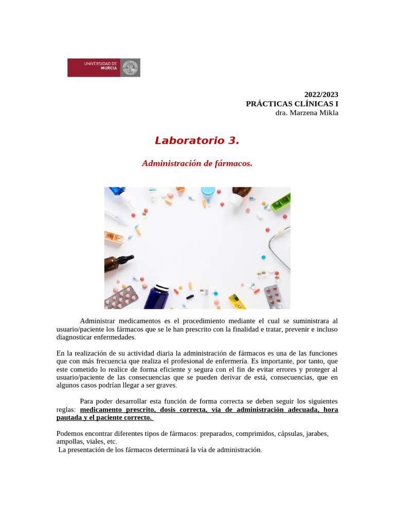 Laboratorio+3.+Administracion+de+f%C3%A1rmacos. | PDF | Medicamentos ...