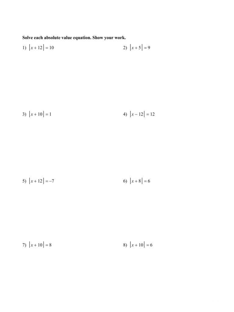 1 Updated Solving Absolute Value Equations | PDF