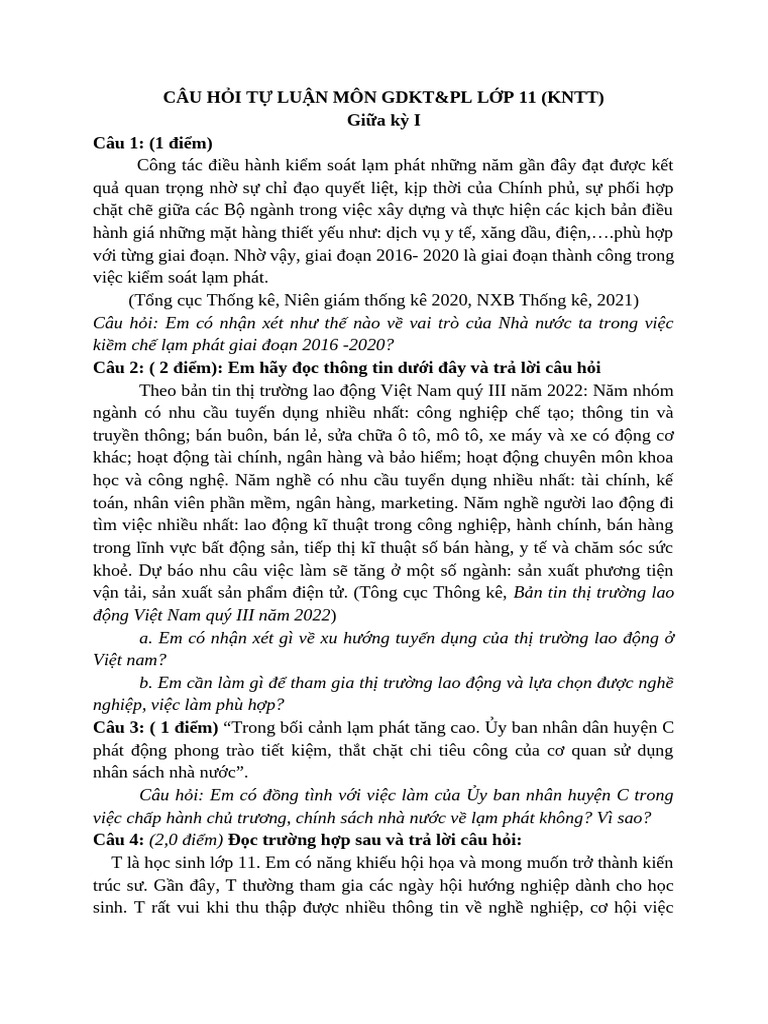De Cuong On Tap TL | PDF