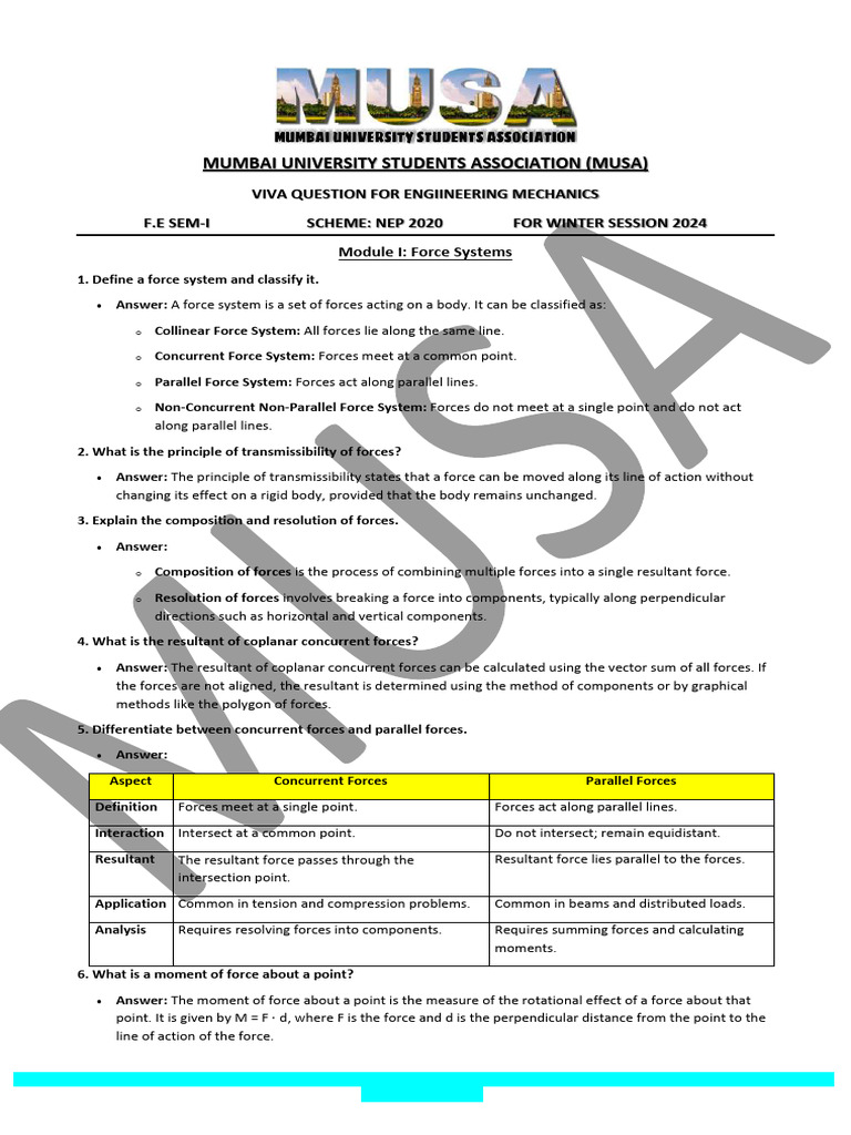 Engineering Mechanics Viva Questions | PDF | Friction | Acceleration