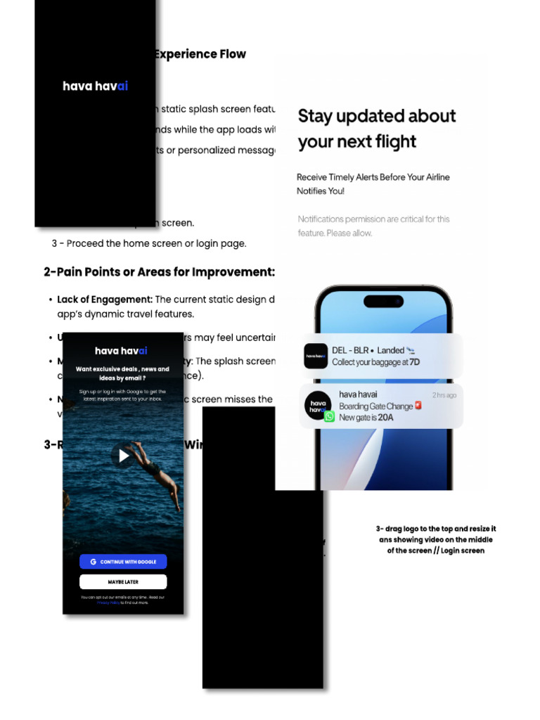 1-The Current User Experience Flow Hava Havai: Splash Screen | PDF