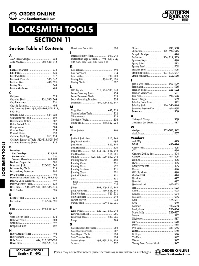 Locksmith Tools: Section 11 | PDF | Physical Security