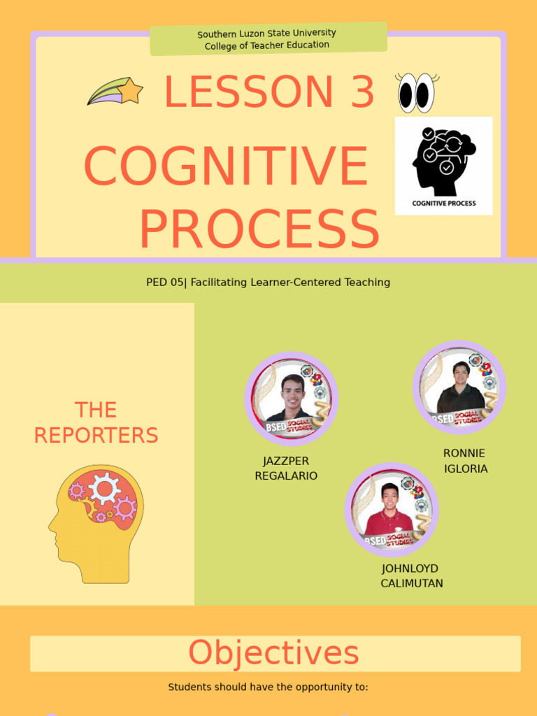 Ped 05 Lesson 3 Cognitive Process Pdf Schema Psychology Knowledge