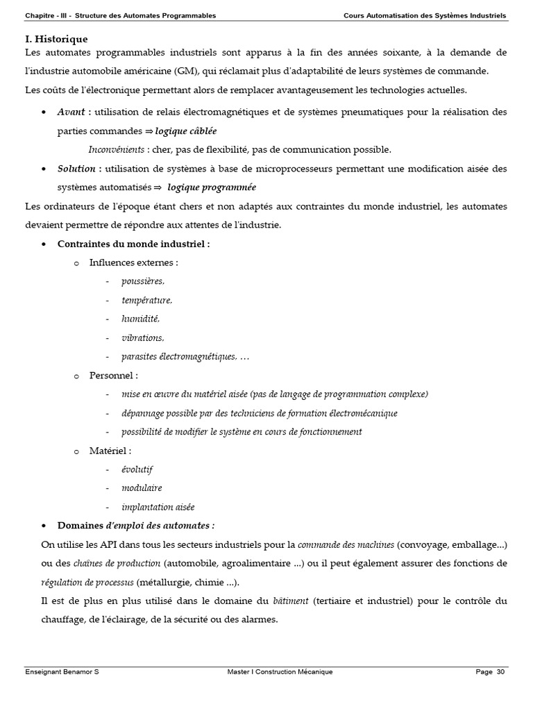 Chap3 - Structure Des API | PDF | Automate programmable industriel ...