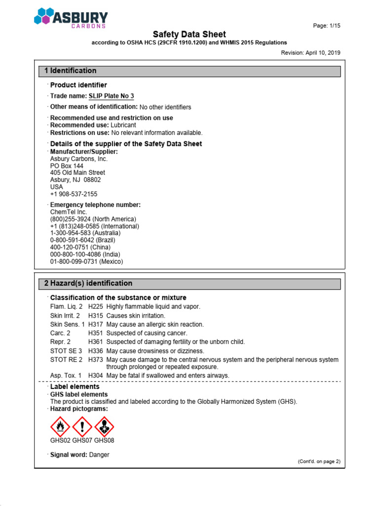 Sds slip plate no 3 2 pdf occupational safety and health safety
