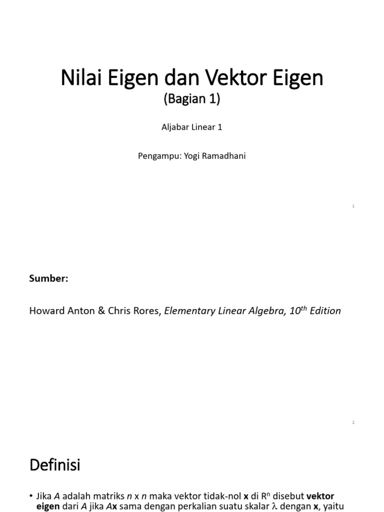 Nilai dan Vektor Eigen Matriks | PDF