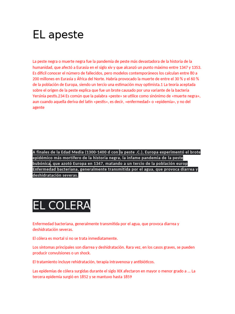 Pandemias históricas: peste, cólera y COVID-19 | PDF | Muerte negra ...