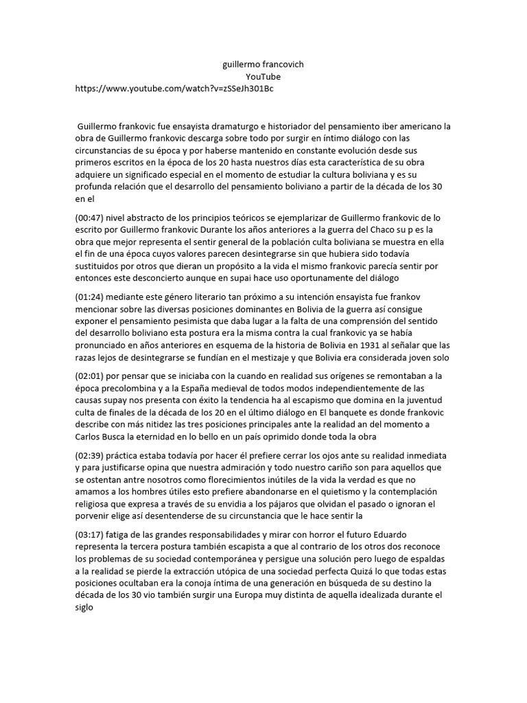 guillermo francovich | PDF | Bolivia | Pensamiento