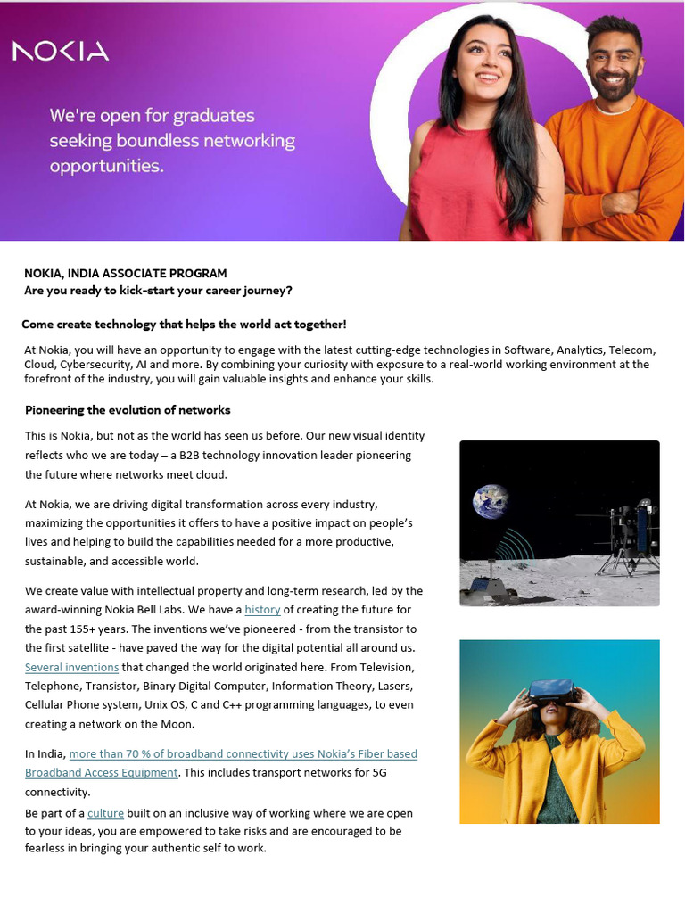 Nokia Jd Associate Hiring 2025 Pdf Computer Network Computer