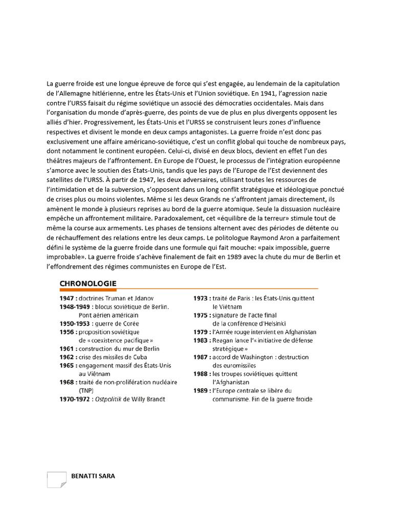 Géopolitique de la Guerre Froide : Conflits et Blocs | PDF | Guerre ...