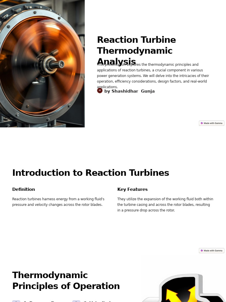 Reaction Turbine Thermodynamic Analysis Pdf Turbine Electricity