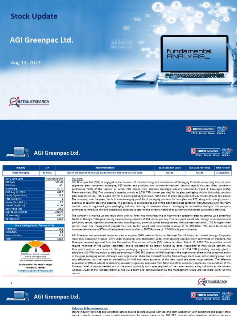 AGI Greenpac Ltd - Stock Update - 14.08.2023-1 | PDF | Mergers And ...