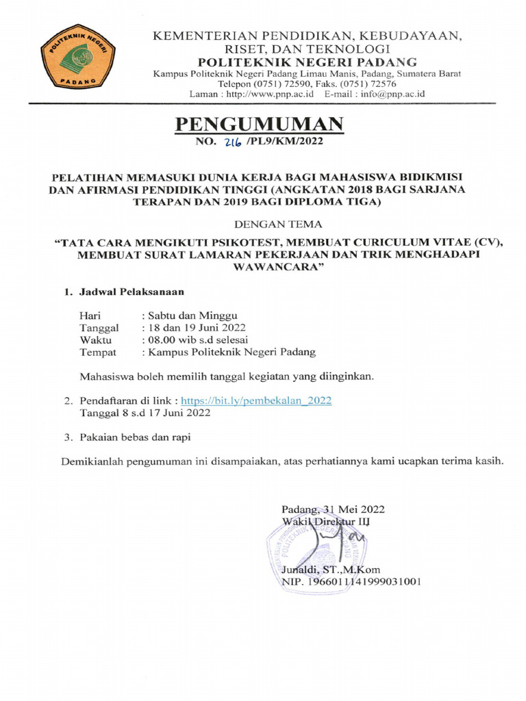 Kegiatan Pembekalan | PDF