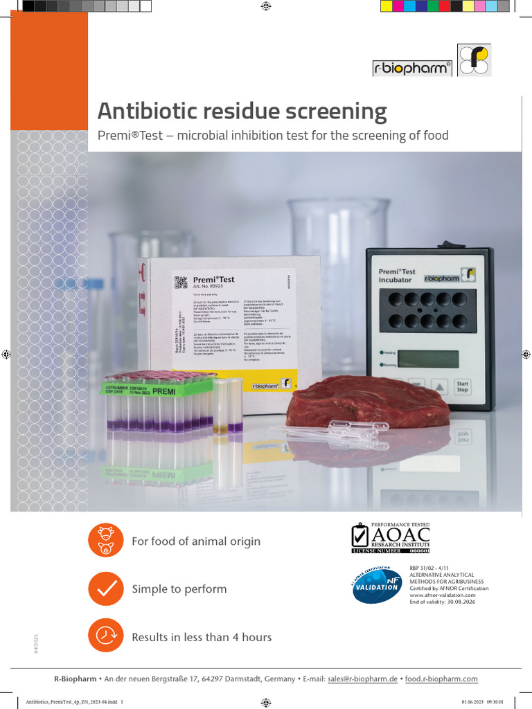 PremiTest: Fast Antibiotic Screening | PDF | Meat | Antibiotics