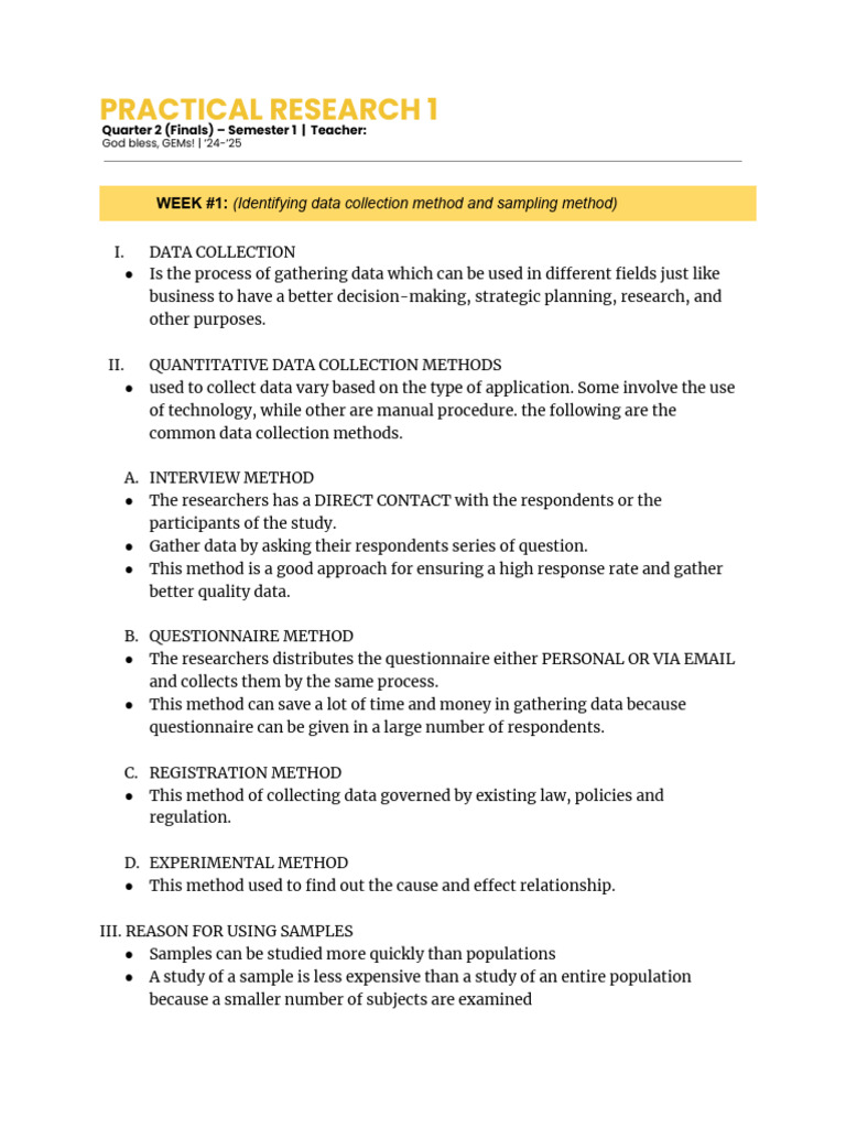 Data Collection and Sampling Methods Guide | PDF | Sampling (Statistics ...