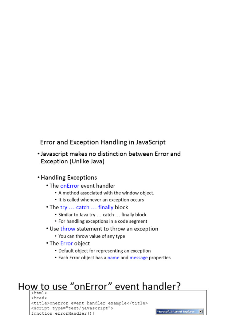 errorHandling.pptx | PDF | Java Script | Control Flow