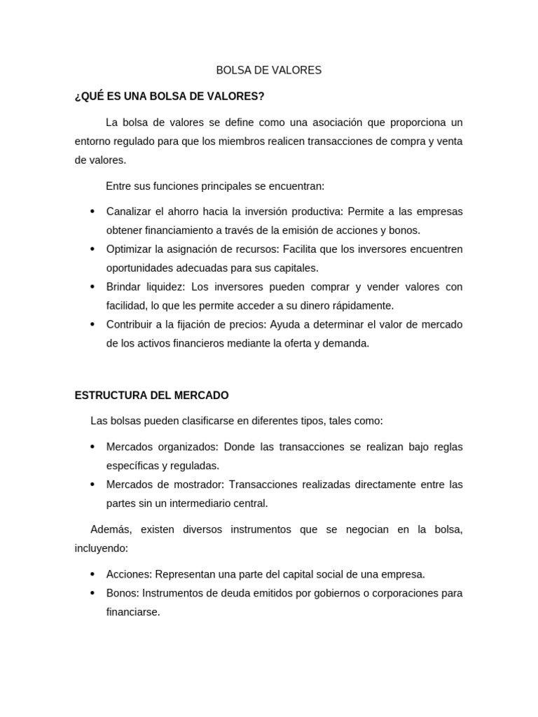 Guía Completa sobre la Bolsa de Valores | PDF | Bolsa | Mercado (economía)