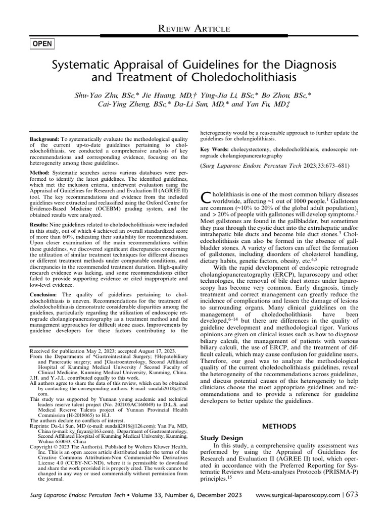 Guidelines for Choledocholithiasis Review | PDF | Digestive System ...
