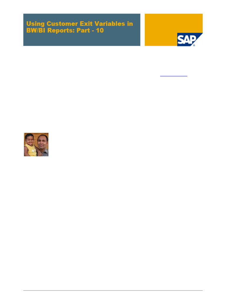 Using Customer Exit Variables in BW Reports - 3a Part - 10 | PDF ...