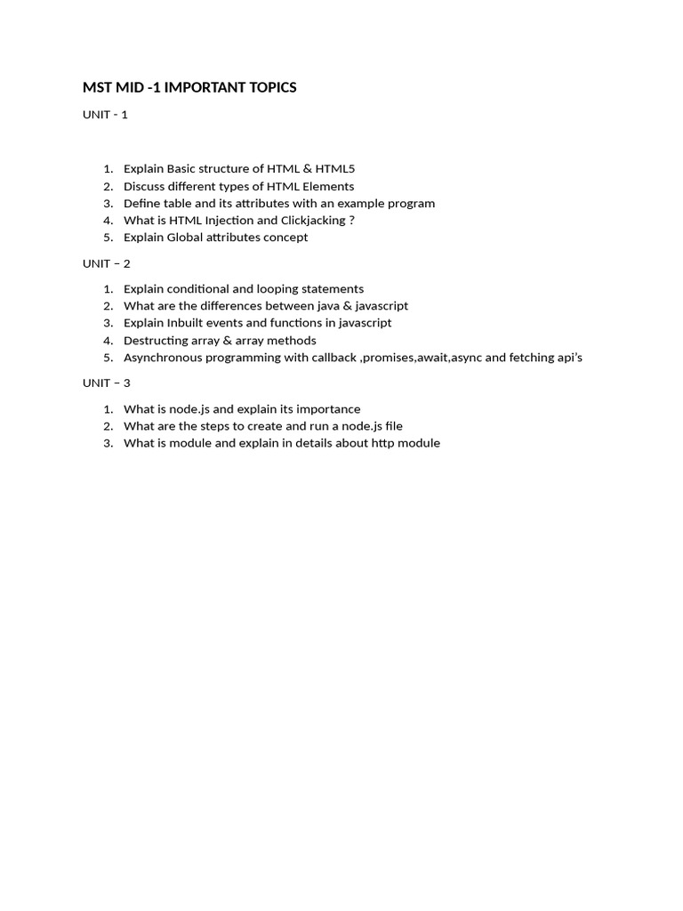 MST Mid - 1 | PDF