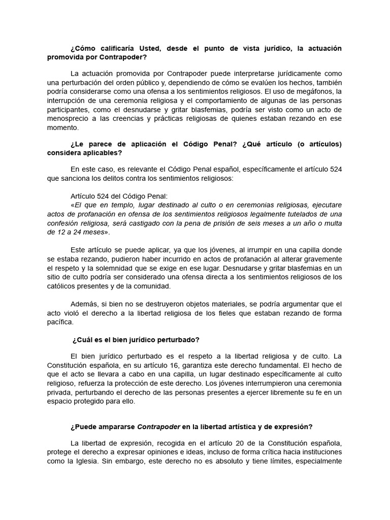 Actuación de Contrapoder y Derecho Religioso | PDF | Libertad de ...