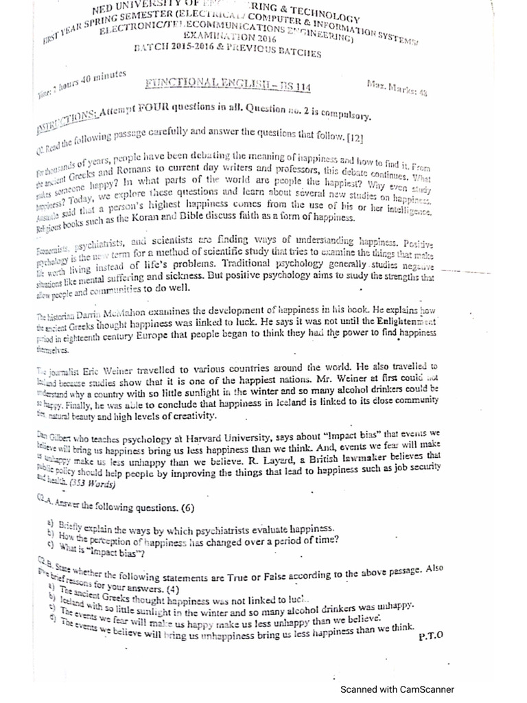 FE Past Papers | PDF