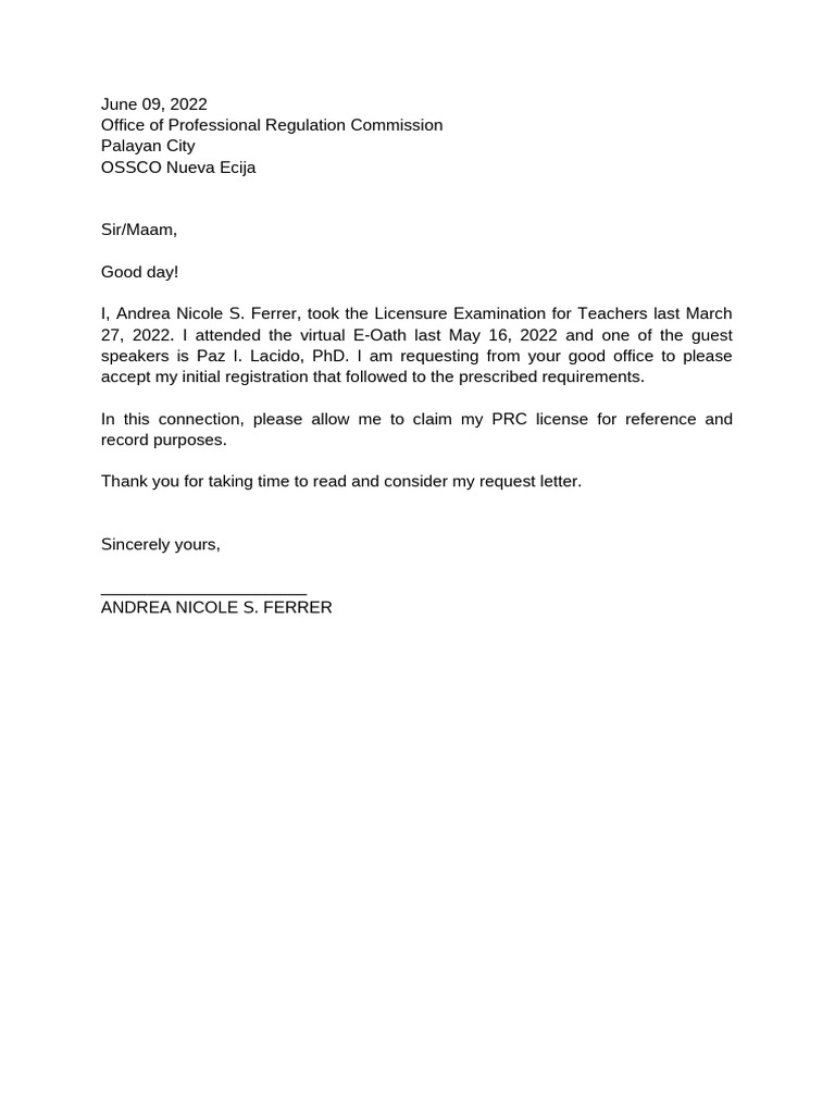 PRC Letter | PDF