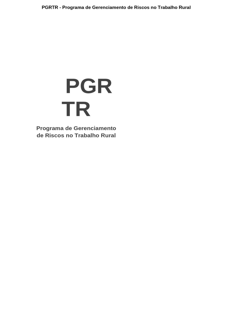 PGRTR: Gerenciamento de Riscos Rurais | PDF | Risco | Fatores humanos e ...