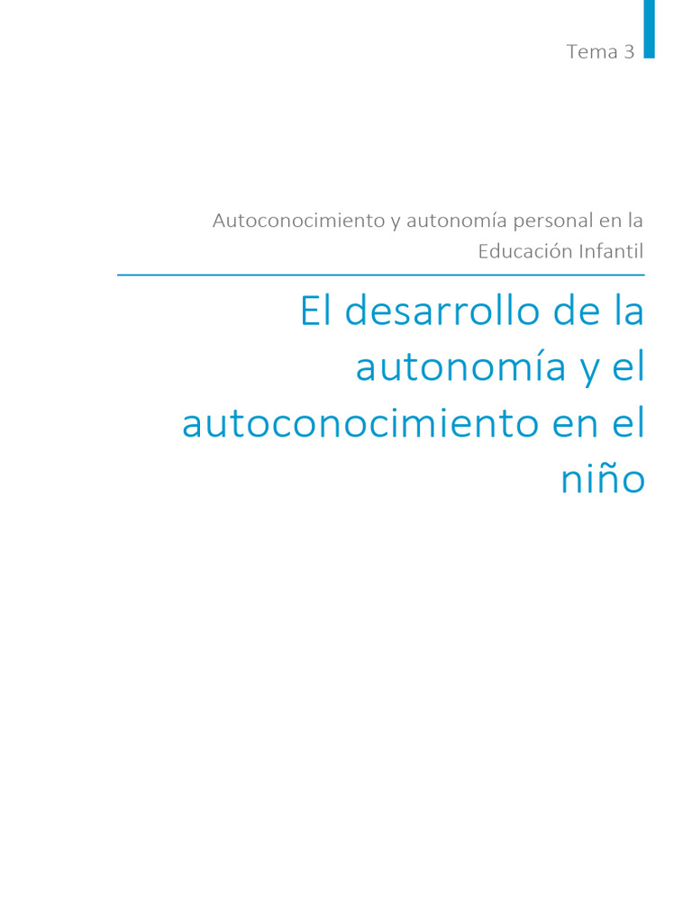 Autoconocimiento y autonomía infantil | PDF | Educación de la primera ...