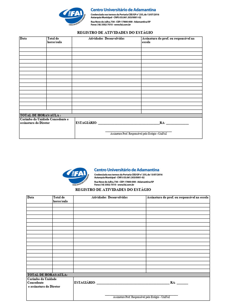 Ficha de assinatura pdf