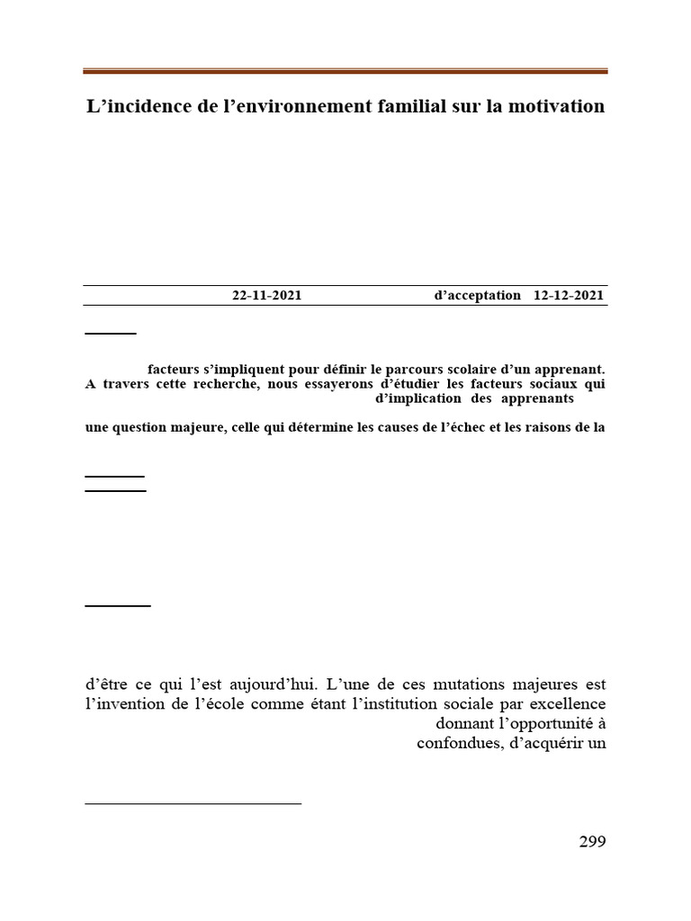 Impact de l'environnement familial sur la réussite scolaire | PDF ...