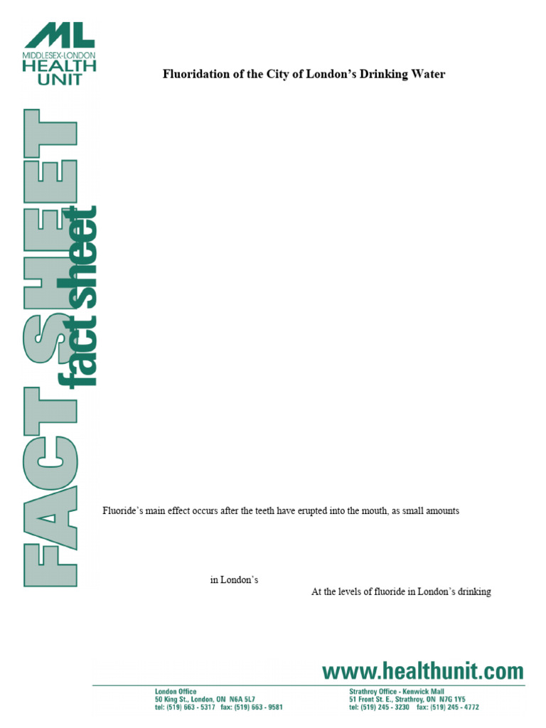 Water Fluoridation Fact Sheet | PDF | Human Tooth | Tooth Enamel