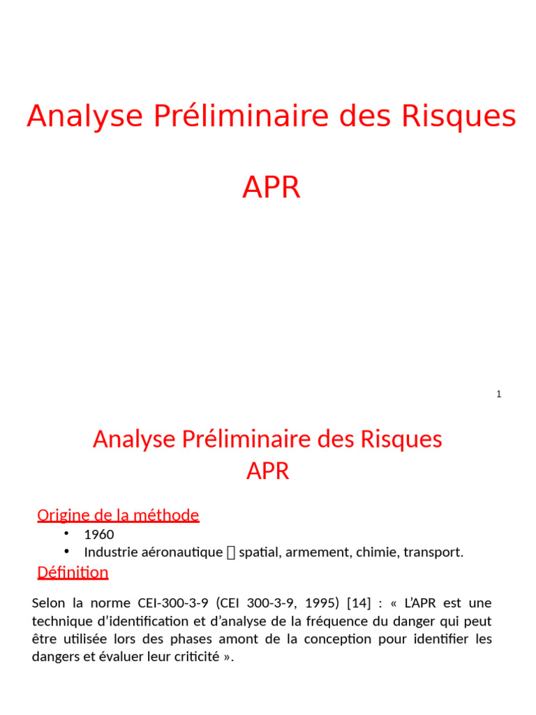 Analyse des Risques APR | PDF | Risque | Évaluation des risques