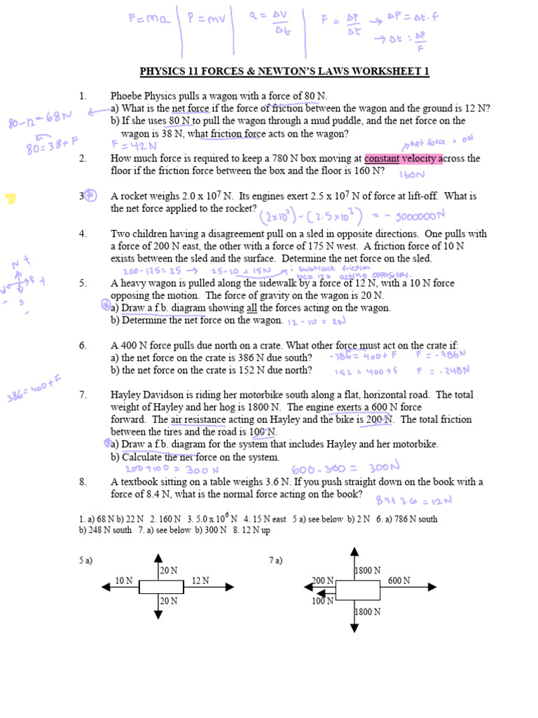 Forces and Motion Problem Set | PDF | Force | Friction