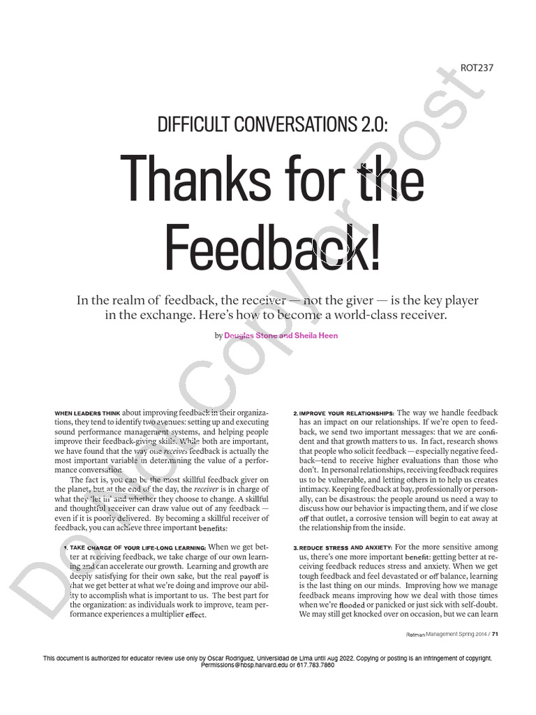 Mastering Feedback Reception Skills | PDF | Psychological Concepts