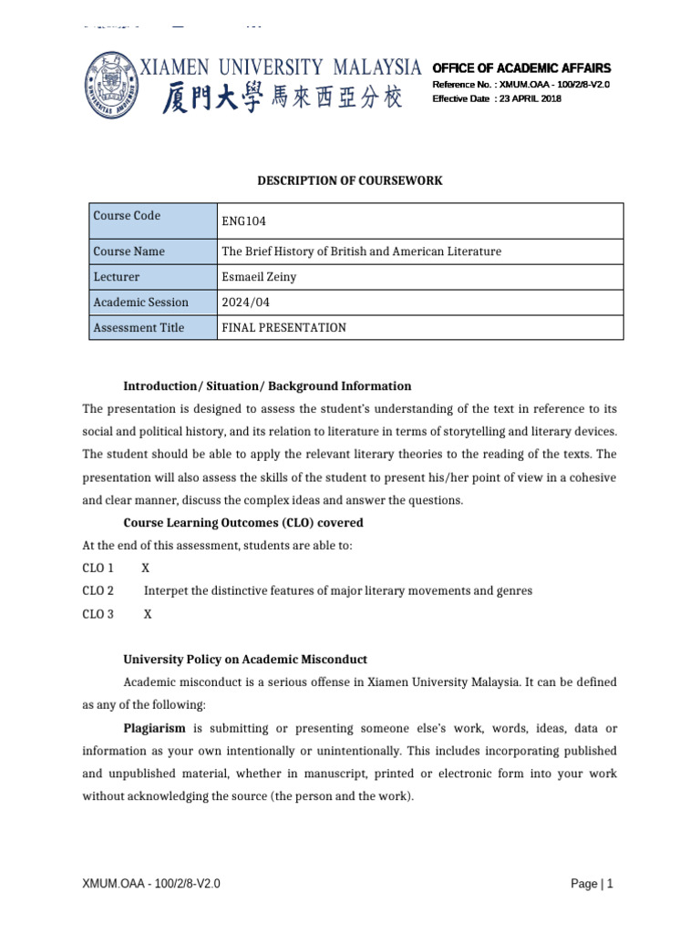 6.3 Description of Final Presentation | PDF | Academic Dishonesty ...