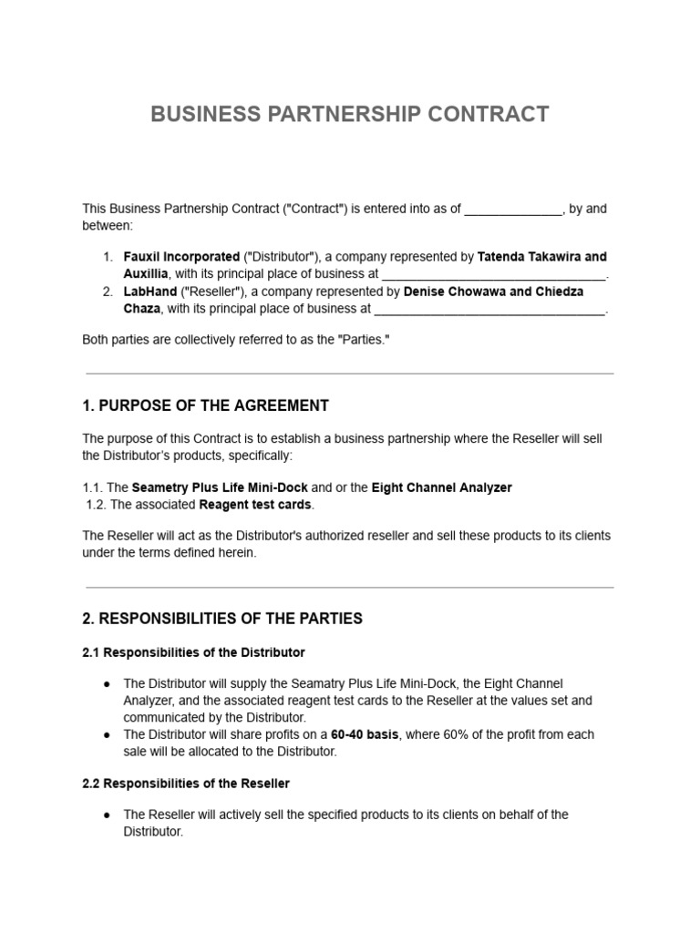 Business Partnership Contract | PDF | Private Law | Business Law
