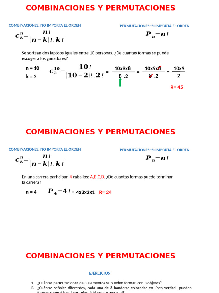 combinaciones y permutaciones | PDF