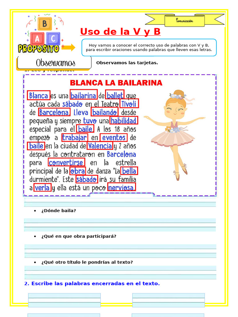 3 FICHA USO DE LA V Y B | PDF